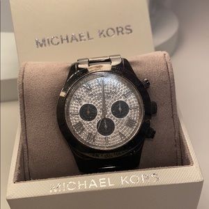 Michael Kors Black Plated Pave Glitz Dial Watch
